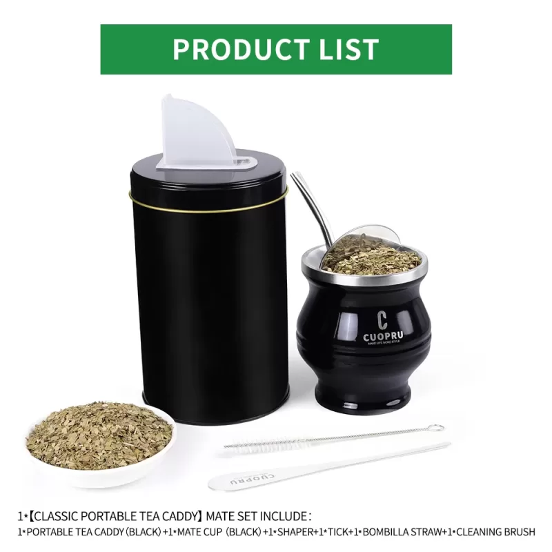 6 in 1 Yerba Mate Cup Set Black - Image 5