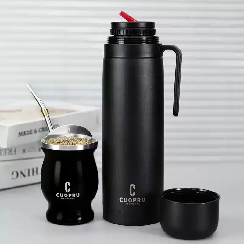 CUOPRU Matte Black Thermos for Yerba Mate Tea(1000ml) - Image 3